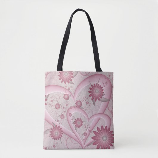 Roze Abstracte kunsten en bloemen houden van fract Tote Bag (Voorkant)