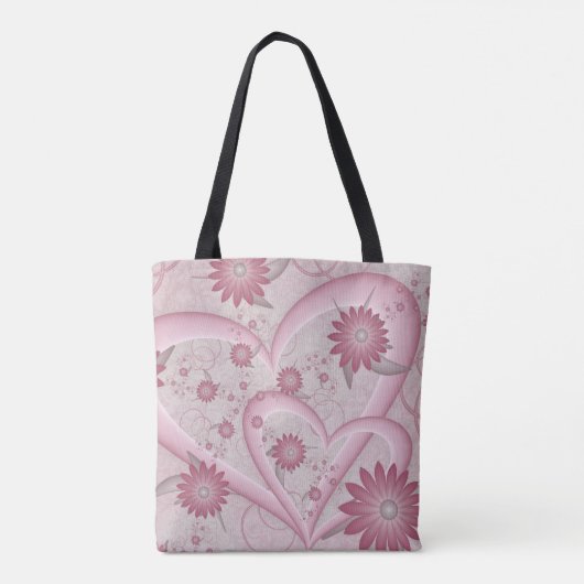 Roze Abstracte kunsten en bloemen houden van fract Tote Bag (Achterkant)