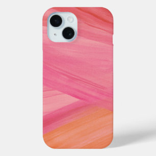 Roze Abstracte lijnen Modern Waterverf Pattern iPhone 15 Case