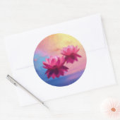 Roze Abstracte Lotus Flowers Ronde Sticker (Envelop)