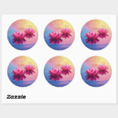 Roze Abstracte Lotus Flowers Ronde Sticker (Vel)