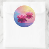 Roze Abstracte Lotus Flowers Ronde Sticker (Tas)