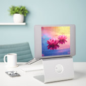 Roze Abstracte Lotus Sticker (Laptop op bureau)