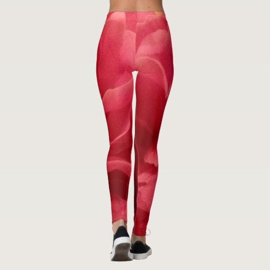 Roze Abstracte marmer Floral Pattern Leggings (Achterkant)