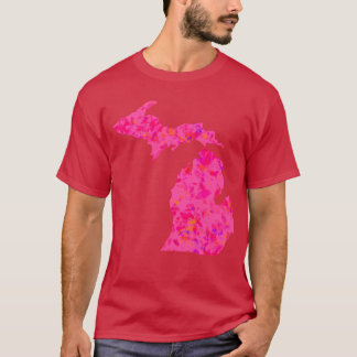 Roze abstracte Michigan Silhouette T-shirt