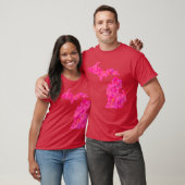 Roze abstracte Michigan Silhouette T-shirt (Unisex)