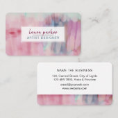 Roze Abstracte moderne Waterverf verfstreken lijne Visitekaartje (Voorkant / Achterkant)