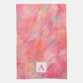 Roze Abstracte Monogram keukenhanddoeken (Verticaal)