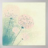 Roze abstracte paardenbloem kunst poster (Voorkant)