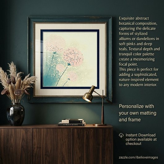 Roze abstracte paardenbloem kunst poster