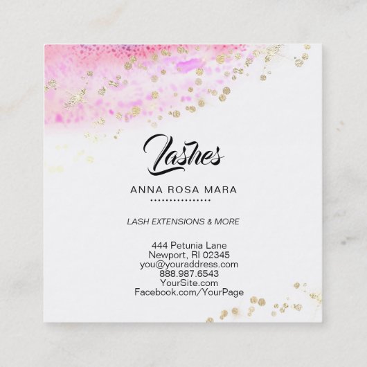 *~* Roze, Abstracte pasteelas Vierkante Visitekaartje (Achterkant)