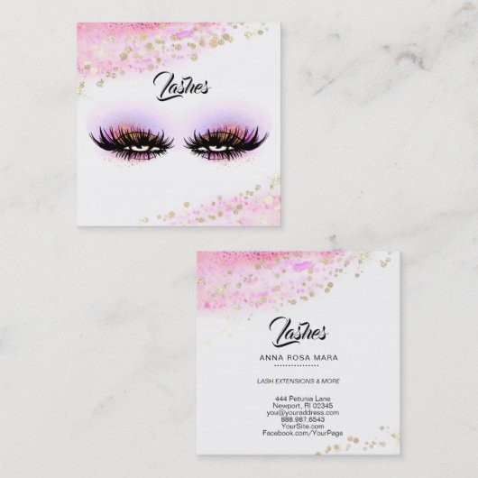 *~* Roze, Abstracte pasteelas Vierkante Visitekaartje (Voorkant / Achterkant)
