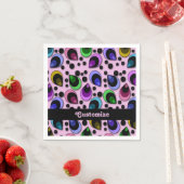 Roze Abstracte Peacock Feathers Pattern Napkins Servetten (Insitu)