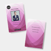 Roze Abstracte Personeelsfoto Identificatie ID Badge (Voor- en achterkant)
