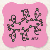 Roze abstracte polka stippen monogram kunst kleure kartonnen onderzetters (Voorkant)