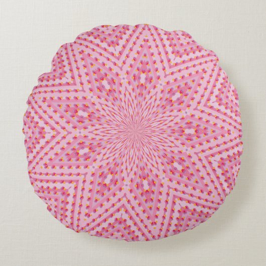 Roze Abstracte ronde schroefdraad sofa Couch Pillo Rond Kussen (Voorkant)