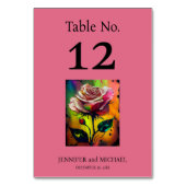 Roze Abstracte Rozen Trouwtafel Nummer Kaart (Voorkant)