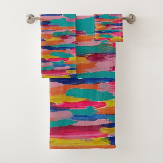 Roze Abstracte strepen Bad Handdoek (Insitu)