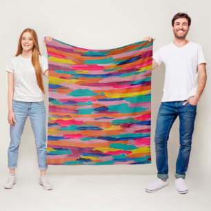 Roze Abstracte strepen Fleece Deken