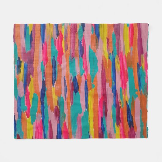 Roze Abstracte strepen Fleece Deken (Voorkant (Horizontaal))