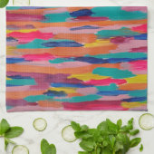 Roze Abstracte strepen Theedoek (Gevouwen)