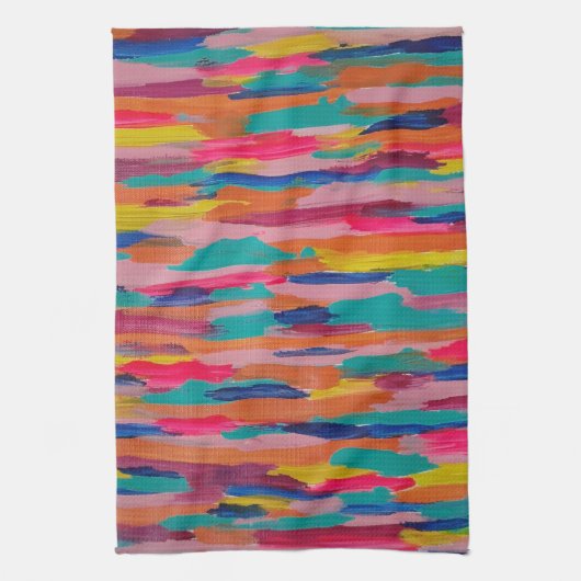 Roze Abstracte strepen Theedoek (Verticaal)