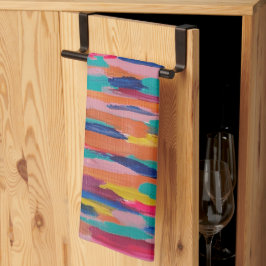 Roze Abstracte strepen Theedoek