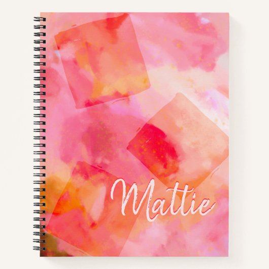 Roze Abstracte tekenverf Notitieboek (Voorkant)