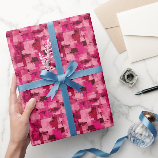 Roze Abstracte Verf Cadeaupapier (Geschenken)