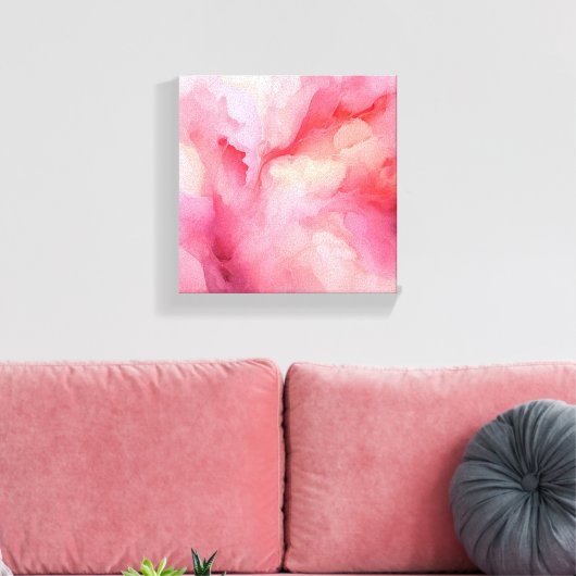 Roze Abstracte Waterverf Bloom Canvas (Insitu (Woonkamer))
