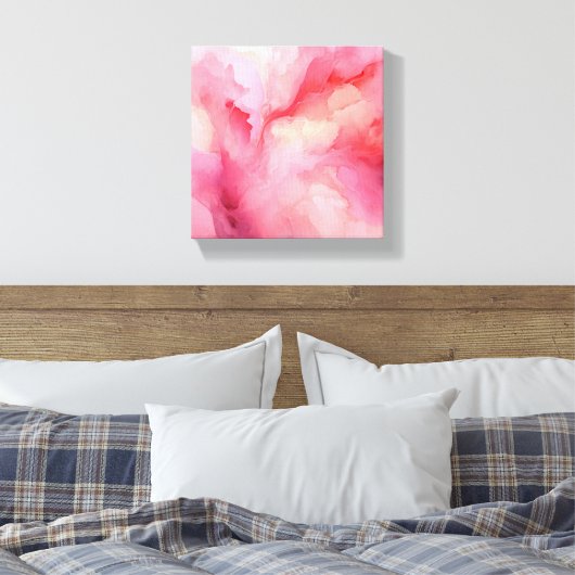 Roze Abstracte Waterverf Bloom Canvas (Insitu (Slaapkamer))
