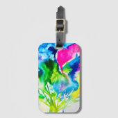 Roze abstracte waterverf Cyclamen flower Bagagelabel (Voorkant (verticaal))