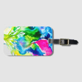 Roze abstracte waterverf Cyclamen flower Bagagelabel (Voorkant (horizontaal))