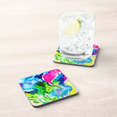 Roze abstracte waterverf Cyclamen flower Bier Onderzetter (Rechterzijde)