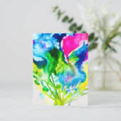 Roze abstracte waterverf Cyclamen flower Briefkaart (Staand voorkant)