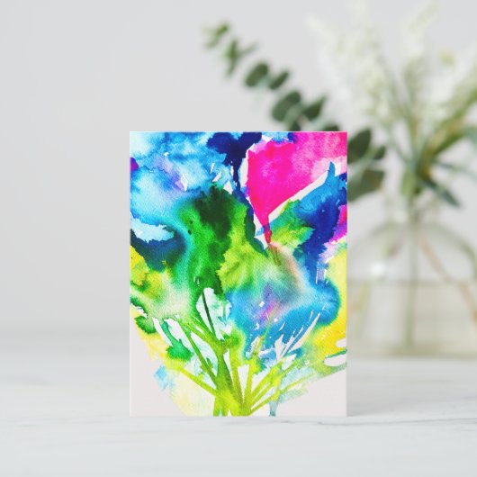 Roze abstracte waterverf Cyclamen flower Briefkaart (Staand voorkant)