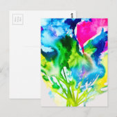 Roze abstracte waterverf Cyclamen flower Briefkaart (Voorkant / Achterkant)