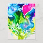Roze abstracte waterverf Cyclamen flower Briefkaart (Voorkant)