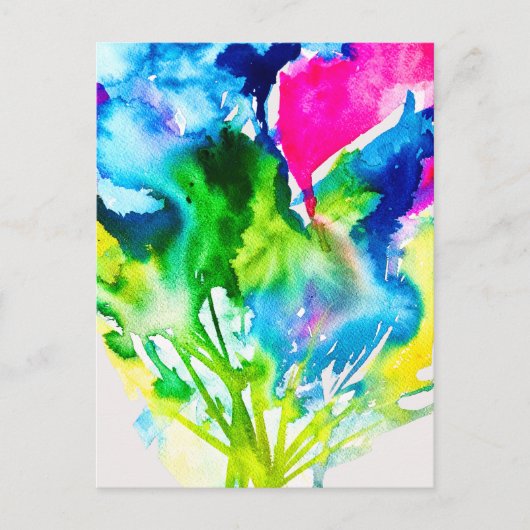 Roze abstracte waterverf Cyclamen flower Briefkaart (Voorkant)