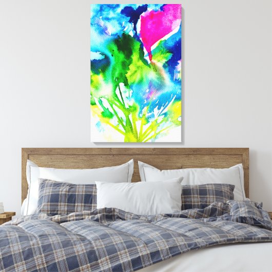 Roze abstracte waterverf Cyclamen flower Canvas Afdruk (Insitu (Slaapkamer))