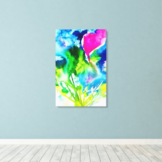 Roze abstracte waterverf Cyclamen flower Canvas Afdruk (Insitu (Houten vloer))