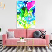 Roze abstracte waterverf Cyclamen flower Canvas Afdruk (Insitu (Woonkamer))