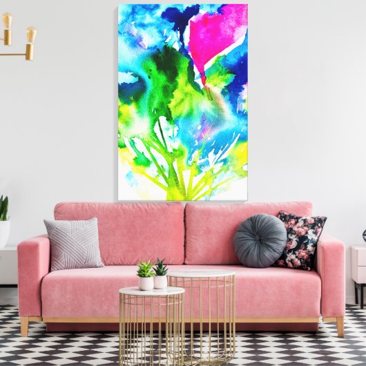 Roze abstracte waterverf Cyclamen flower Canvas Afdruk (Insitu (Woonkamer))
