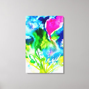 Roze abstracte waterverf Cyclamen flower Canvas Afdruk