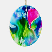 Roze abstracte waterverf Cyclamen flower Keramisch Ornament (Rechts)