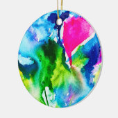 Roze abstracte waterverf Cyclamen flower Keramisch Ornament (Links)