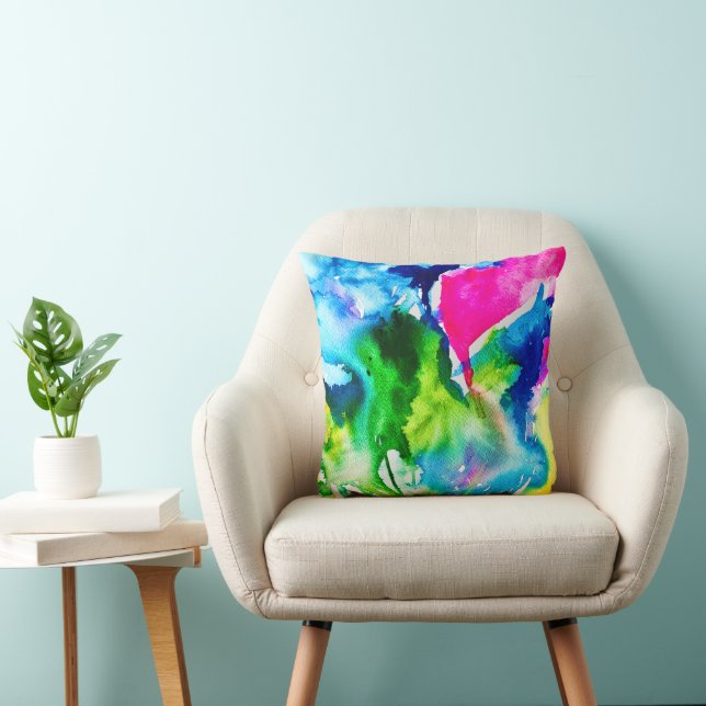 Roze abstracte waterverf Cyclamen flower Kussen (Stoel)