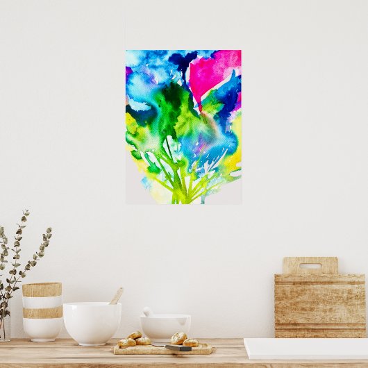 Roze abstracte waterverf Cyclamen flower Poster (Keuken)