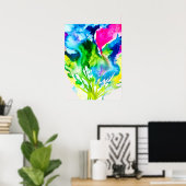 Roze abstracte waterverf Cyclamen flower Poster (Thuiskantoor)