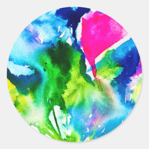 Roze abstracte waterverf Cyclamen flower Ronde Sticker